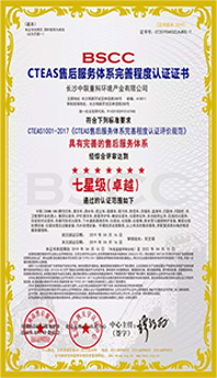 Certificate for the Perfection of After-sales ...